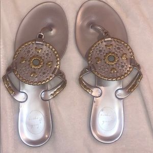 Silver and gold jack roger flip flops